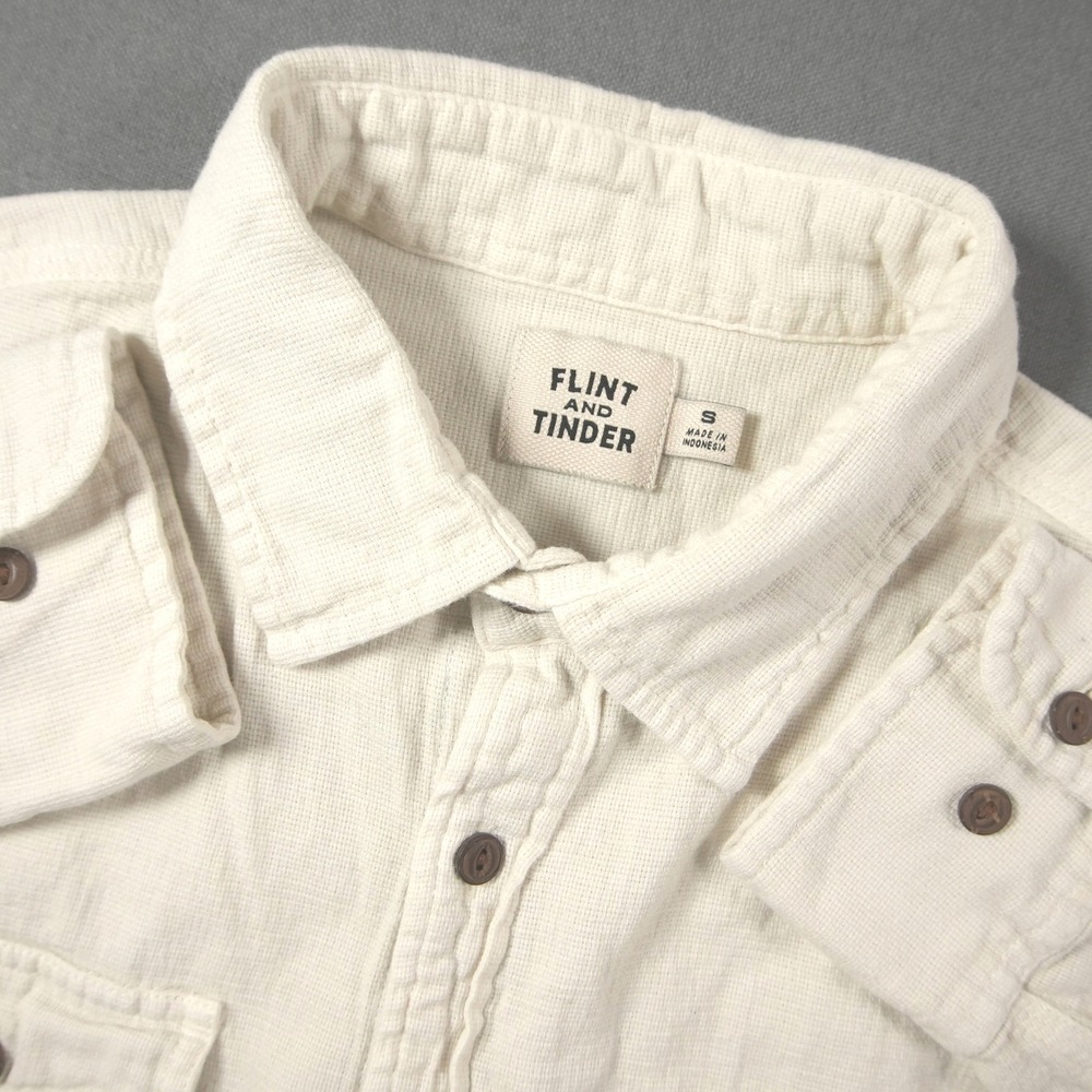 Flint and Tinder Textured Button Down Shirt Mens S Gauze Long Sleeve
